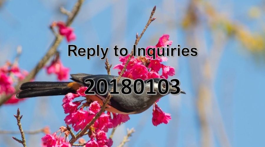 Reply to Inquiries No. 20180103