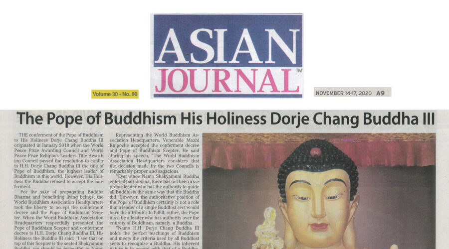 The Pope of Buddhism His Holiness Dorje Chang Buddha III